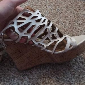 White strappy wedges worn once